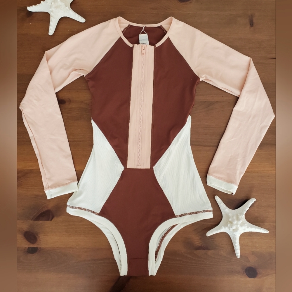 NWT L*Space Mod One Piece Swimsuit in Tobacco Size 6